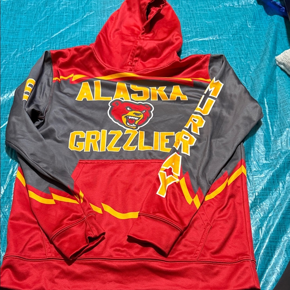 Alaska Grizzlies Red and Gray Hoodie